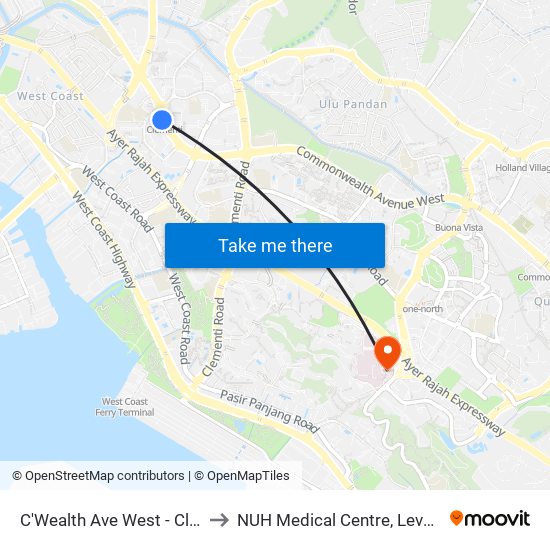 C'Wealth Ave West - Clementi Stn Exit A (17171) to NUH Medical Centre, Level 8, Children's Cancer Centre. map