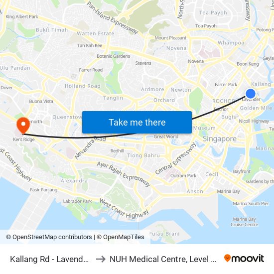 Kallang Rd - Lavender Stn Exit B (01311) to NUH Medical Centre, Level 8, Children's Cancer Centre. map
