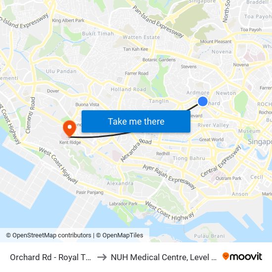 Orchard Rd - Royal Thai Embassy (09179) to NUH Medical Centre, Level 8, Children's Cancer Centre. map
