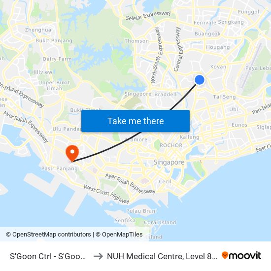 S'Goon Ctrl - S'Goon Stn Exit E (66351) to NUH Medical Centre, Level 8, Children's Cancer Centre. map