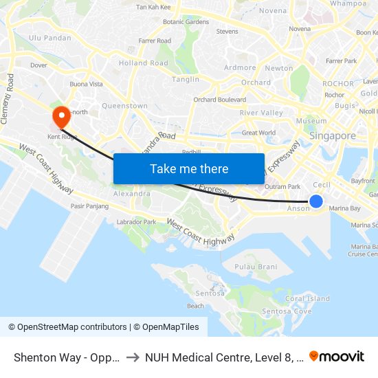 Shenton Way - Opp Axa Twr (03217) to NUH Medical Centre, Level 8, Children's Cancer Centre. map