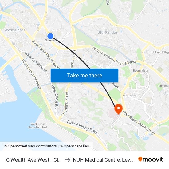 C'Wealth Ave West - Clementi Stn Exit B (17179) to NUH Medical Centre, Level 8, Children's Cancer Centre. map