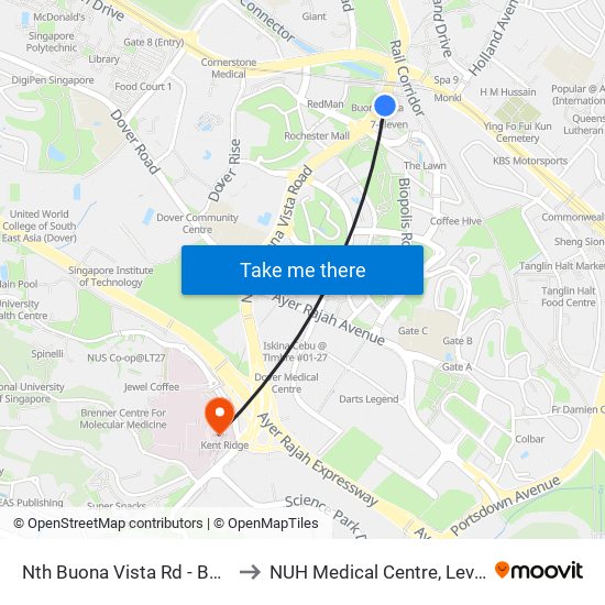 Nth Buona Vista Rd - Buona Vista Stn Exit D (11369) to NUH Medical Centre, Level 8, Children's Cancer Centre. map