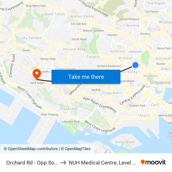 Orchard Rd - Opp Somerset Stn (09038) to NUH Medical Centre, Level 8, Children's Cancer Centre. map