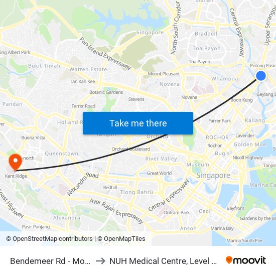 Bendemeer Rd - Mom Svcs Ctr (60179) to NUH Medical Centre, Level 8, Children's Cancer Centre. map