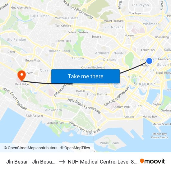 Jln Besar - Jln Besar Stn Exit A (07529) to NUH Medical Centre, Level 8, Children's Cancer Centre. map