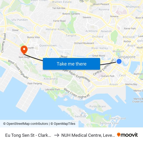 Eu Tong Sen St - Clarke Quay Stn Exit E (04222) to NUH Medical Centre, Level 8, Children's Cancer Centre. map
