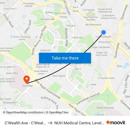 C'Wealth Ave - C'Wealth Stn Exit B/C (11169) to NUH Medical Centre, Level 8, Children's Cancer Centre. map