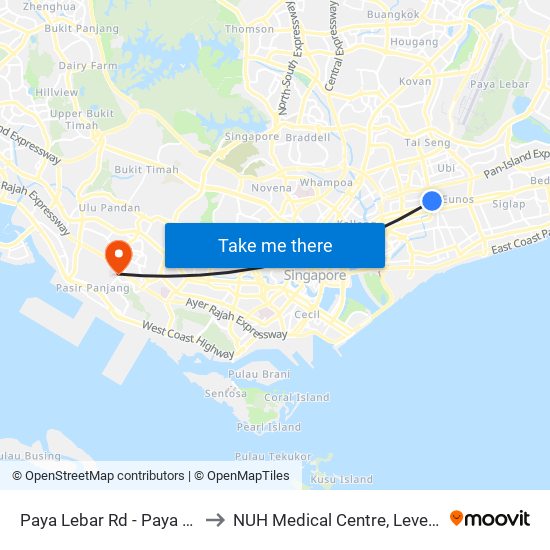 Paya Lebar Rd - Paya Lebar Stn Exit B (81111) to NUH Medical Centre, Level 8, Children's Cancer Centre. map
