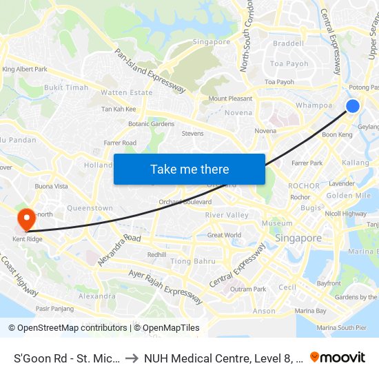 S'Goon Rd - St. Michael's Pl (60161) to NUH Medical Centre, Level 8, Children's Cancer Centre. map