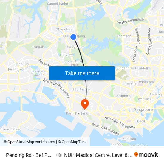 Pending Rd - Bef Pending Stn (44229) to NUH Medical Centre, Level 8, Children's Cancer Centre. map