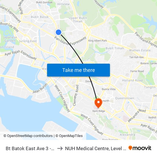 Bt Batok East Ave 3 - Burgundy Hill (42319) to NUH Medical Centre, Level 8, Children's Cancer Centre. map