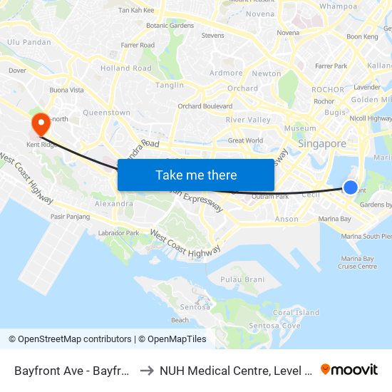 Bayfront Ave - Bayfront Stn Exit A (03519) to NUH Medical Centre, Level 8, Children's Cancer Centre. map