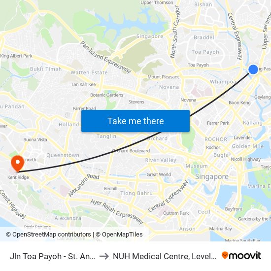 Jln Toa Payoh - St. Andrew's Village (60081) to NUH Medical Centre, Level 8, Children's Cancer Centre. map