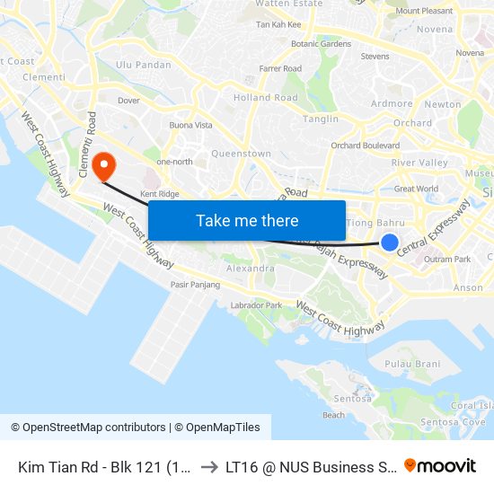 Kim Tian Rd - Blk 121 (10129) to LT16 @ NUS Business School map