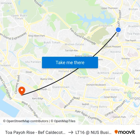 Toa Payoh Rise - Bef Caldecott Stn/Savh (52241) to LT16 @ NUS Business School map