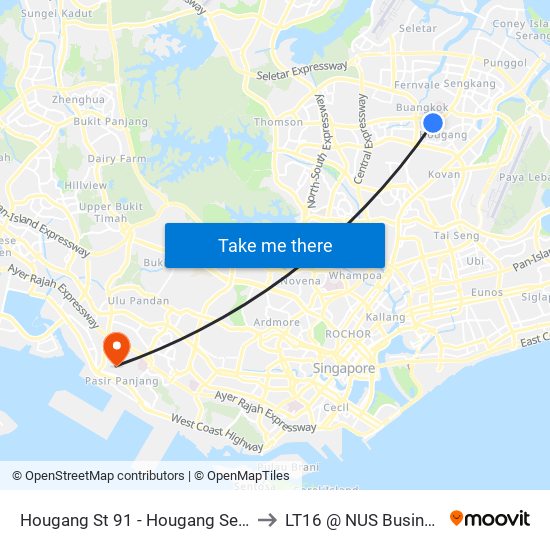 Hougang St 91 - Hougang Sec Sch (64251) to LT16 @ NUS Business School map