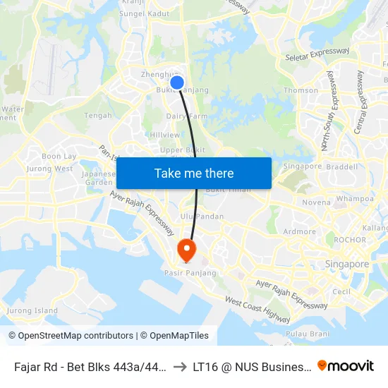 Fajar Rd - Bet Blks 443a/443b (44349) to LT16 @ NUS Business School map