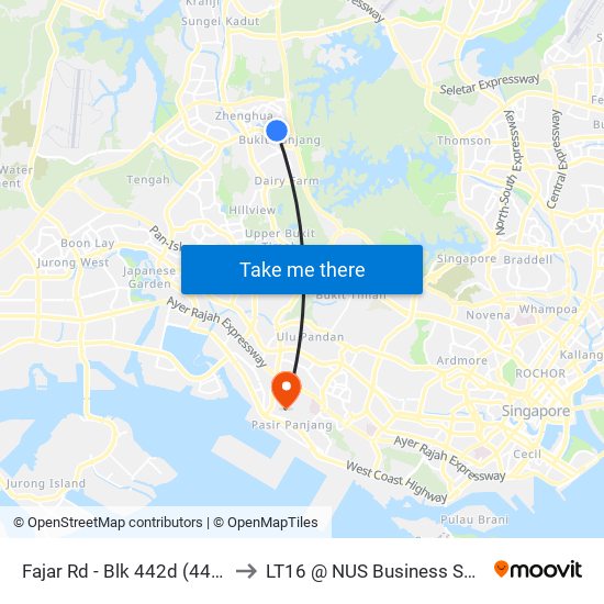 Fajar Rd - Blk 442d (44339) to LT16 @ NUS Business School map