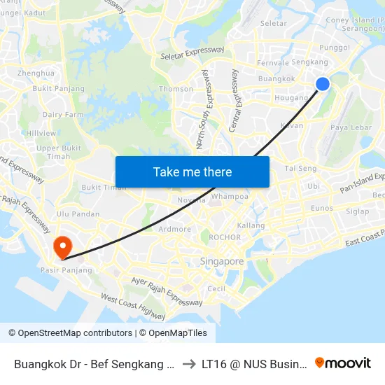 Buangkok Dr - Bef Sengkang East Dr (67731) to LT16 @ NUS Business School map