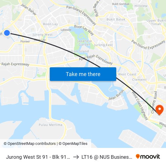 Jurong West St 91 -  Blk 918 (27531) to LT16 @ NUS Business School map