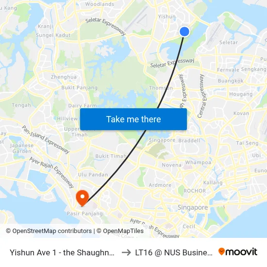 Yishun Ave 1 - the Shaughnessy (59759) to LT16 @ NUS Business School map