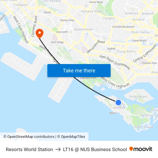 Resorts World Station to LT16 @ NUS Business School map