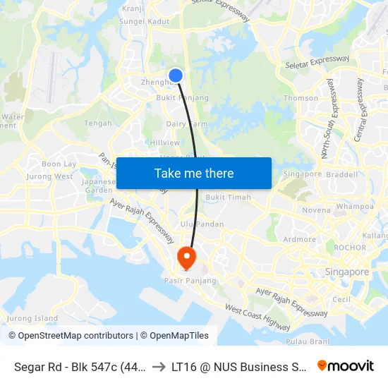 Segar Rd - Blk 547c (44709) to LT16 @ NUS Business School map