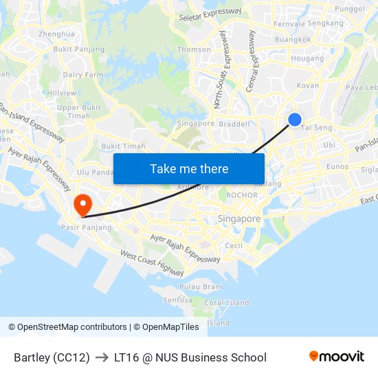 Bartley (CC12) to LT16 @ NUS Business School map