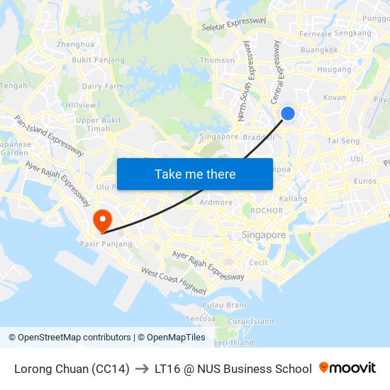 Lorong Chuan (CC14) to LT16 @ NUS Business School map