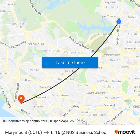 Marymount (CC16) to LT16 @ NUS Business School map
