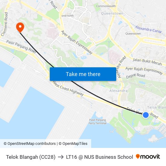 Telok Blangah (CC28) to LT16 @ NUS Business School map