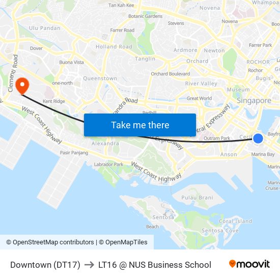 Downtown (DT17) to LT16 @ NUS Business School map