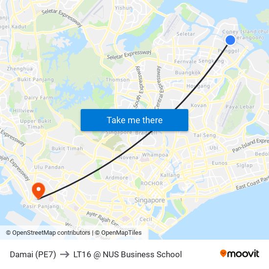 Damai (PE7) to LT16 @ NUS Business School map