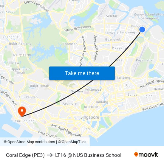 Coral Edge (PE3) to LT16 @ NUS Business School map