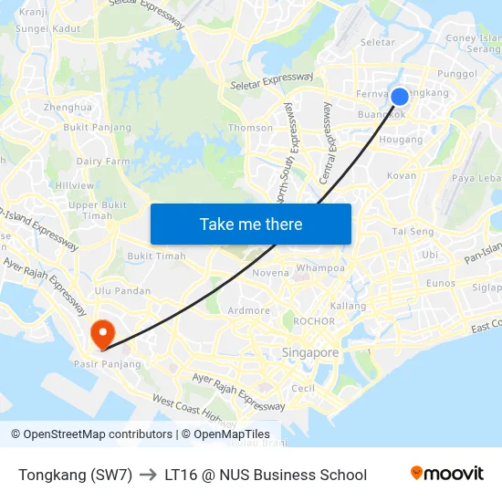 Tongkang (SW7) to LT16 @ NUS Business School map