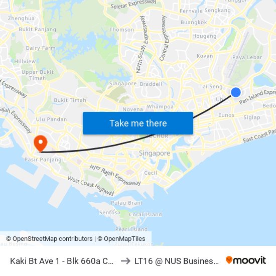 Kaki Bt Ave 1 - Blk 660a Cp (72041) to LT16 @ NUS Business School map