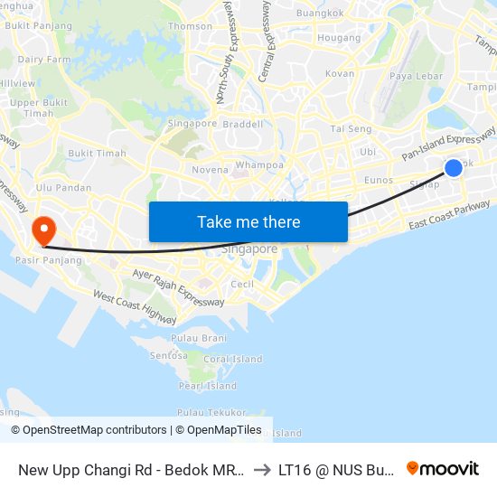 New Upp Changi Rd - Bedok MRT Exit A (Taxi Stand I08) to LT16 @ NUS Business School map