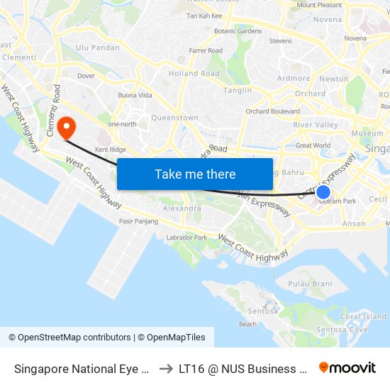 Singapore National Eye Centre to LT16 @ NUS Business School map