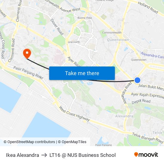 Ikea Alexandra to LT16 @ NUS Business School map
