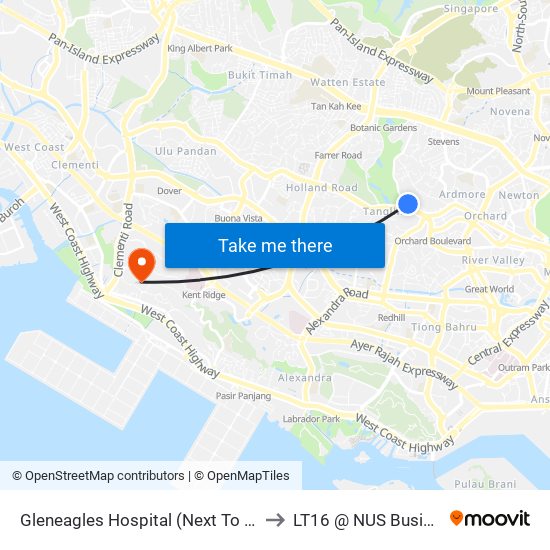 Gleneagles Hospital (Next To Entrance To A&E) to LT16 @ NUS Business School map