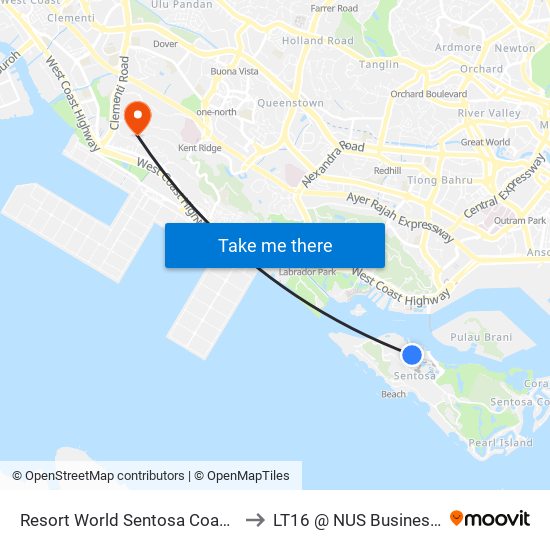 Resort World Sentosa Coach Terminal to LT16 @ NUS Business School map