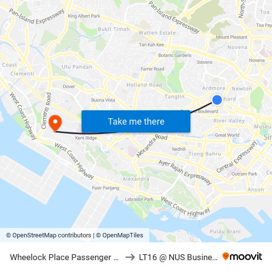 Wheelock Place Passenger Pick-Up Point to LT16 @ NUS Business School map