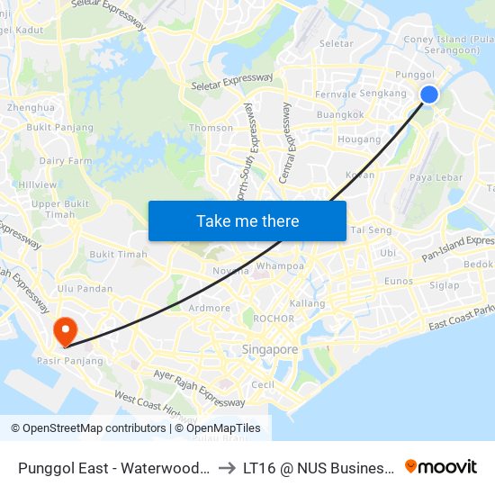 Punggol East - Waterwoods (65521) to LT16 @ NUS Business School map