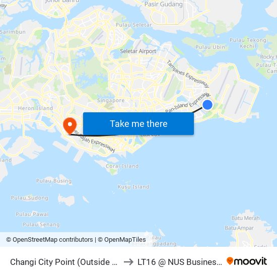 Changi City Point (Outside Cotton On) to LT16 @ NUS Business School map