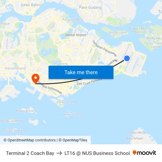 Terminal 2 Coach Bay to LT16 @ NUS Business School map