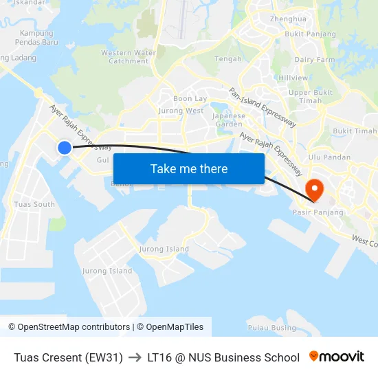 Tuas Cresent (EW31) to LT16 @ NUS Business School map