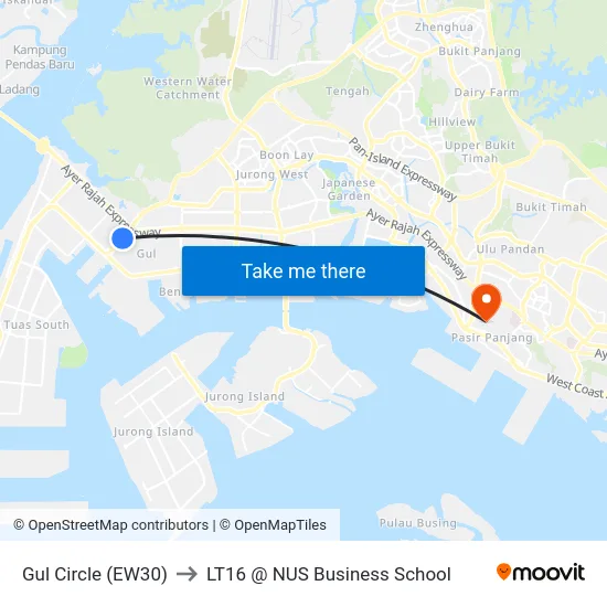 Gul Circle (EW30) to LT16 @ NUS Business School map