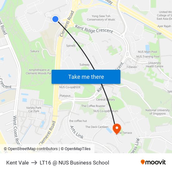 Kent Vale to LT16 @ NUS Business School map
