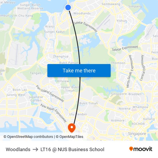 Woodlands to LT16 @ NUS Business School map